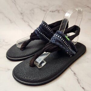 Sanuk Yoga Sling Abott Kinney Sandals Black Flats Comfort Women's 7